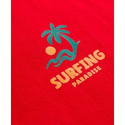 Pine Kids 100% Cotton Knit Half Sleeves Beach Theme Printed T-Shirt - Red