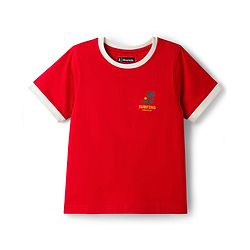 Pine Kids 100% Cotton Knit Half Sleeves Beach Theme Printed T-Shirt - Red