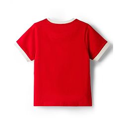 Pine Kids 100% Cotton Knit Half Sleeves Beach Theme Printed T-Shirt - Red