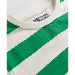 Pine Kids 100% Cotton Knit Half Sleeves Striped T-Shirt - Green & White