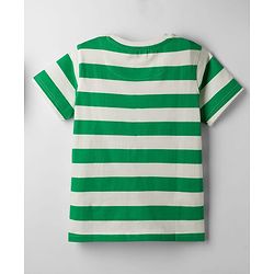 Pine Kids 100% Cotton Knit Half Sleeves Striped T-Shirt - Green & White