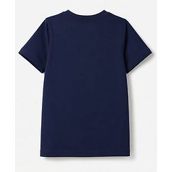Pine Kids Cotton Knit T-Shirt with Half Sleeves and Take A Hike Text Print - Navy Blue
