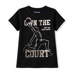 Pine Kids Cotton Knit T-Shirt Sports Graphic Print Round Neck Half Sleeves  Black 4-5 Years