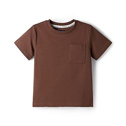 Pine Kids Ottoman Knit Half Sleeves Solid T-Shirt & Lounge Pant Set - Brown