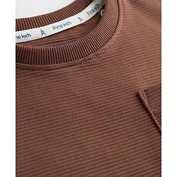 Pine Kids Ottoman Knit Half Sleeves Solid T-Shirt & Lounge Pant Set - Brown