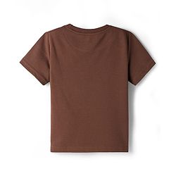 Pine Kids Ottoman Knit Half Sleeves Solid T-Shirt & Lounge Pant Set - Brown