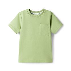 Pine Kids Ottoman Knit Half Sleeves Solid Color T-Shirt & Lounge Pant Set - Light Green