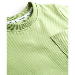 Pine Kids Ottoman Knit Half Sleeves Solid Color T-Shirt & Lounge Pant Set - Light Green