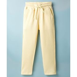 Pine Kids Waffle Knit Half Sleeves Solid Shirt & Lounge Pant Set - Yellow