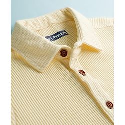 Pine Kids Waffle Knit Half Sleeves Solid Shirt & Lounge Pant Set - Yellow