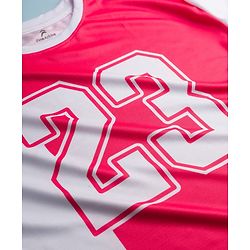 Pine Active Knit Drop Shoulder Half Sleeves T-Shirt With Number Print - Red & White