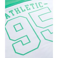 Pine Active Knit Drop Shoulder Half Sleeves T-Shirt with  Numerical & Text Print - Sea Green