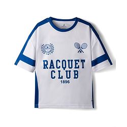 Pine Active Knit Drop Shoulder Half Sleeves T-Shirt With Tennis Print - White