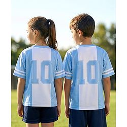Pine Active Knit Drop Shoulder Raglan Half Sleeves T-Shirt with Numerical Print - Light Blue