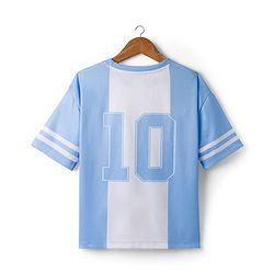 Pine Active Knit Drop Shoulder Raglan Half Sleeves T-Shirt with Numerical Print - Light Blue