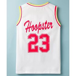 Pine Active Knit Sleeveless T-Shirt with Hoopster Print - White