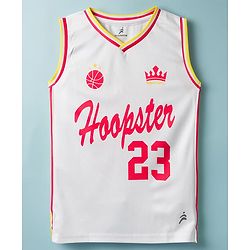 Pine Active Knit Sleeveless T-Shirt with Hoopster Print - White