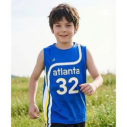 Pine Active Knit Sleeveless T-Shirt With Number Print - Navy Blue