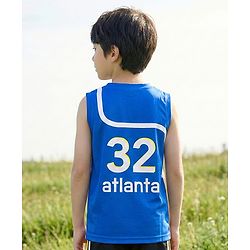 Pine Active Knit Sleeveless T-Shirt With Number Print - Navy Blue