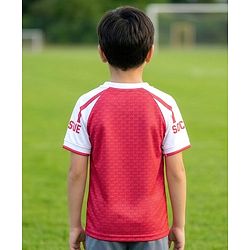 Pine Active Knit Half Raglan Sleeves T-Shirt With Soccer Print - Red