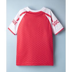 Pine Active Knit Half Raglan Sleeves T-Shirt With Soccer Print - Red