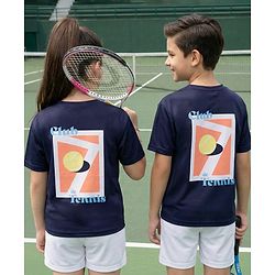 Pine Active Knit Drop Shoulder Drop Shoulder Half Sleeves T-Shirt with Tennis Print - Navy