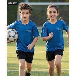 Pine Active Knit Drop Shoulder Half Sleeves T-Shirt with Numbers Print - Blue