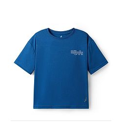 Pine Active Knit Drop Shoulder Half Sleeves T-Shirt with Numbers Print - Blue