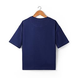 Pine Active Knit Drop Shoulder Half Sleeves T-Shirt with Sports Print - Navy Blue