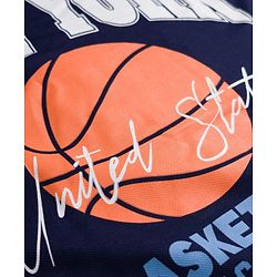 Pine Active Knit Drop Shoulder Half Sleeves T-Shirt with Sports Print - Navy Blue