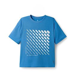 Pine Active Knit Drop Shoulder Half Sleeves Printed T-Shirt - Royal Blue
