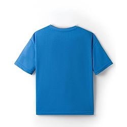 Pine Active Knit Drop Shoulder Half Sleeves Printed T-Shirt - Royal Blue