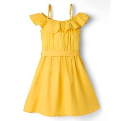 Pine Kids Poplin Woven Sleeveless Solid Dress - Yellow