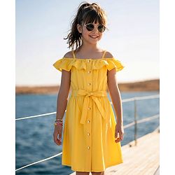 Pine Kids Poplin Woven Sleeveless Solid Dress - Yellow