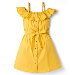 Pine Kids Poplin Woven Sleeveless Solid Dress - Yellow