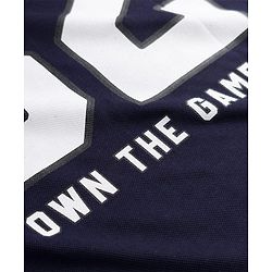 Pine Active Knit Drop Shoulder Half Sleeves T-Shirt with Numbers Print - Navy Blue