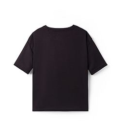 Pine Active Knit Drop Shoulder Half Sleeves T-Shirt with Sports Print - Black