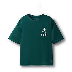 Pine Active Knit Drop Shoulder Half Sleeves T-Shirt with Sports Print - Green