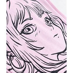 Pine Kids Knit Full Length Anime & Text Printed Lounge Pant - Pink
