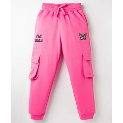 Pine Kids Knit Full Length Lounge Pant with Text Print - Fandango Pink