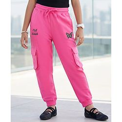 Pine Kids Knit Full Length Lounge Pant with Text Print - Fandango Pink