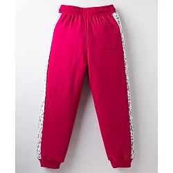 Pine Kids Knit Full Length Lounge Pant with Cheetah Printed Tape Detailing-  Persian Red