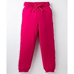 Pine Kids Knit Full Length Lounge Pant with Cheetah Printed Tape Detailing-  Persian Red
