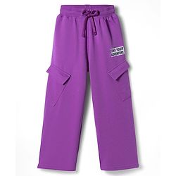 Pine Kids Knit Full Length Lounge Pant With Text Print - Purple
