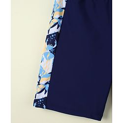 Pine Active Sea Life Printed Swimming Trunk & Cap - Navy Blue