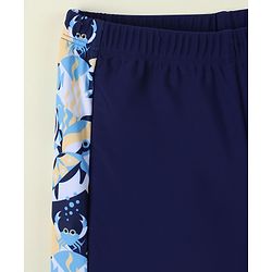 Pine Active Sea Life Printed Swimming Trunk & Cap - Navy Blue