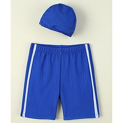 Pine Active Solid Swimming Trunk With Cap - Blue