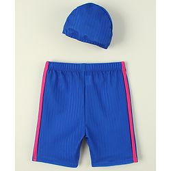 Pine Active Solid Swimming Trunk With Cap - Blue