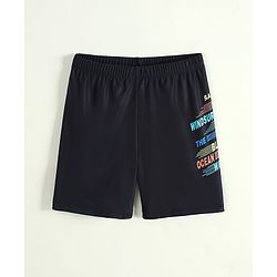 Pine Kids Swimming Trunks with Text Print - Black
