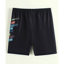 Pine Kids Swimming Trunks with Text Print - Black